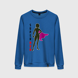 Свитшот хлопковый женский СуперМама, цвет: синий