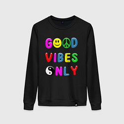 Свитшот хлопковый женский Good vibes only, цвет: черный