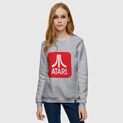 Свитшот хлопковый женский Atari logo, цвет: меланж — фото 2
