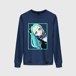 Свитшот хлопковый женский Ребекка из киберпанка - нетраннер, цвет: тёмно-синий
