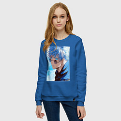 Свитшот хлопковый женский Сатору Годжо в очках - Jujutsu kaisen, цвет: синий — фото 2