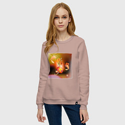 Свитшот хлопковый женский Аксолотли в космосе, цвет: пыльно-розовый — фото 2