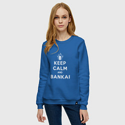 Свитшот хлопковый женский Keep calm and bankai - Bleach, цвет: синий — фото 2