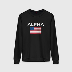 Свитшот хлопковый женский Alpha USA, цвет: черный