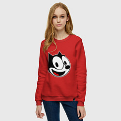 Свитшот хлопковый женский Cat Felix head, цвет: красный — фото 2