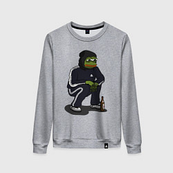 Свитшот хлопковый женский Pepe gopnik meme, цвет: меланж