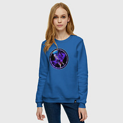 Свитшот хлопковый женский Медузы вокруг космонавта, цвет: синий — фото 2