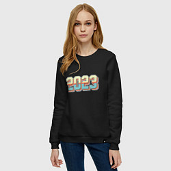 Свитшот хлопковый женский 2023, цвет: черный — фото 2