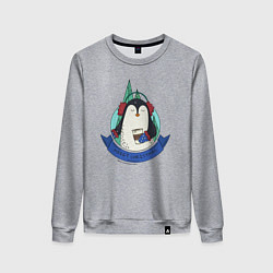 Свитшот хлопковый женский Merry christmas penguin, цвет: меланж
