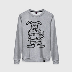 Женский свитшот Кролик гладит кота