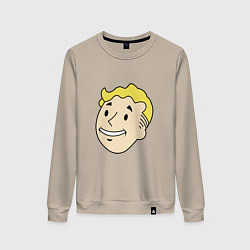 Свитшот хлопковый женский Vault boy head, цвет: миндальный