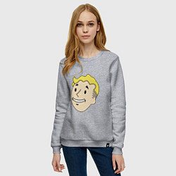 Свитшот хлопковый женский Vault boy head, цвет: меланж — фото 2