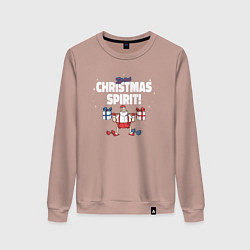 Свитшот хлопковый женский Lift that Christmas spirit, цвет: пыльно-розовый