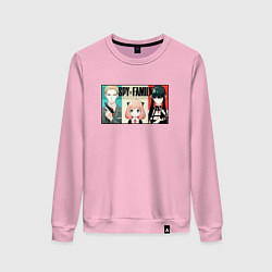 Свитшот хлопковый женский Spy family - heroes, цвет: светло-розовый