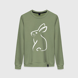 Женский свитшот Кролик нарисованный японской кистью