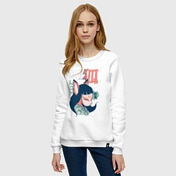 Свитшот хлопковый женский Японский ёкай Кицунэ, цвет: белый — фото 2