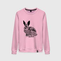 Свитшот хлопковый женский Rabbit in patterns, цвет: светло-розовый