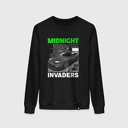 Свитшот хлопковый женский Midnight inviders - Toyota Supra, цвет: черный