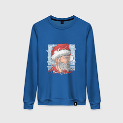 Свитшот хлопковый женский Claus christmas, цвет: синий