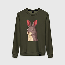 Свитшот хлопковый женский Кролик-символ года, цвет: хаки