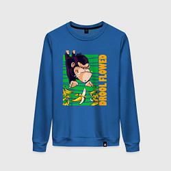 Свитшот хлопковый женский Обезьяна ловит бананы, цвет: синий