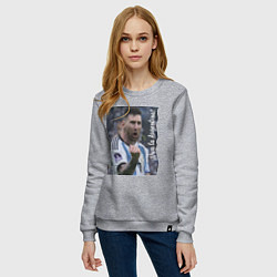 Свитшот хлопковый женский Viva la Argentina - Lionel Messi - world champion, цвет: меланж — фото 2