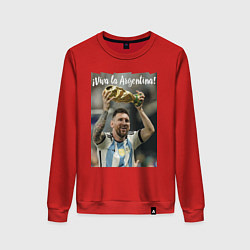 Свитшот хлопковый женский Lionel Messi - world champion - Argentina, цвет: красный