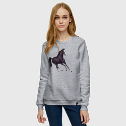 Свитшот хлопковый женский Марварская лошадь, цвет: меланж — фото 2