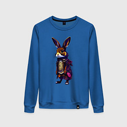 Свитшот хлопковый женский Кролик в шубе, цвет: синий