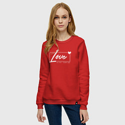 Свитшот хлопковый женский Love all day, цвет: красный — фото 2