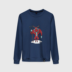 Свитшот хлопковый женский Новогодний дьявол, цвет: тёмно-синий