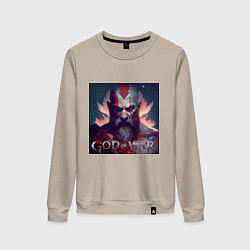 Свитшот хлопковый женский Кратос, бог войны, цвет: миндальный