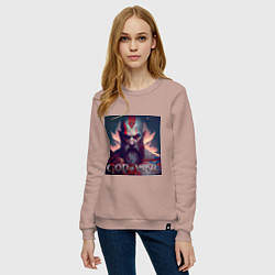 Свитшот хлопковый женский Кратос, бог войны, цвет: пыльно-розовый — фото 2
