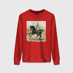 Свитшот хлопковый женский Николай II на коне на дворцовой площади, цвет: красный