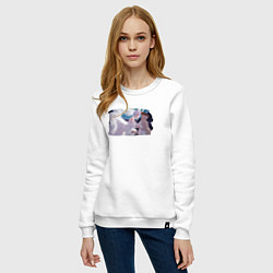 Свитшот хлопковый женский Дэвид и Люси в свадебных костюмах, цвет: белый — фото 2