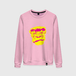 Свитшот хлопковый женский Gorilla face, цвет: светло-розовый