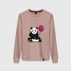Свитшот хлопковый женский Панда с шариком, цвет: пыльно-розовый