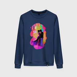 Свитшот хлопковый женский Влюбленная пара, цвет: тёмно-синий