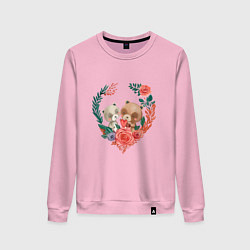 Свитшот хлопковый женский Влюбленные мишки в сердце, цвет: светло-розовый