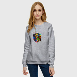 Свитшот хлопковый женский Кубик-рубик, цвет: меланж — фото 2