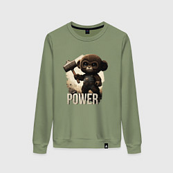 Свитшот хлопковый женский Animal power, цвет: авокадо