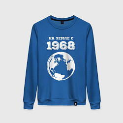 Свитшот хлопковый женский На Земле с 1968 с краской на темном, цвет: синий