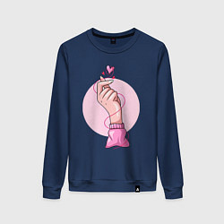 Свитшот хлопковый женский Жест любви, цвет: тёмно-синий