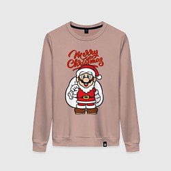 Свитшот хлопковый женский Christmas Mario, цвет: пыльно-розовый