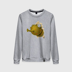 Свитшот хлопковый женский Забавная рыба, цвет: меланж