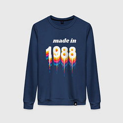 Свитшот хлопковый женский Made in 1988 liquid art, цвет: тёмно-синий