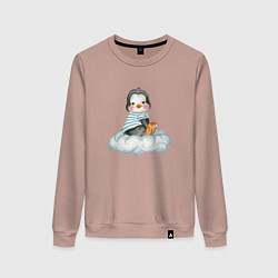 Женский свитшот Пингвин на облаке