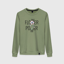 Свитшот хлопковый женский Flower power, цвет: авокадо