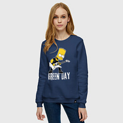 Свитшот хлопковый женский Green Day Барт Симпсон рокер, цвет: тёмно-синий — фото 2
