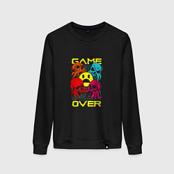 Свитшот хлопковый женский Game over inscription, цвет: черный